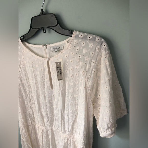 NWT Madewell Cream Eyelet Tassel-Tie Mini Dress - Picture 2 of 7